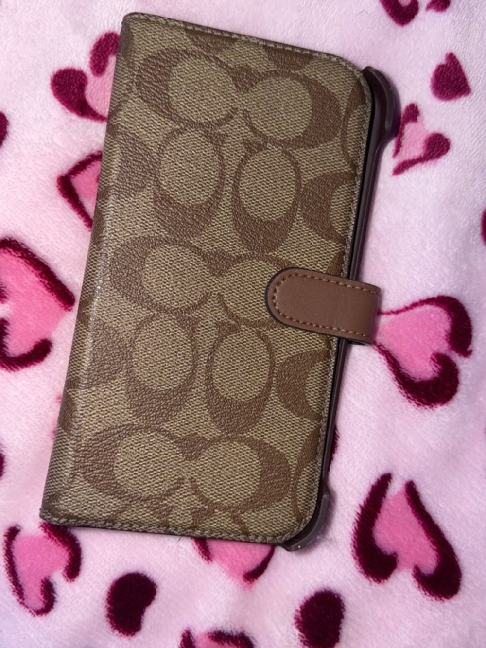 15 pro max Coach Brown Signature Folio Phone Case Wallet